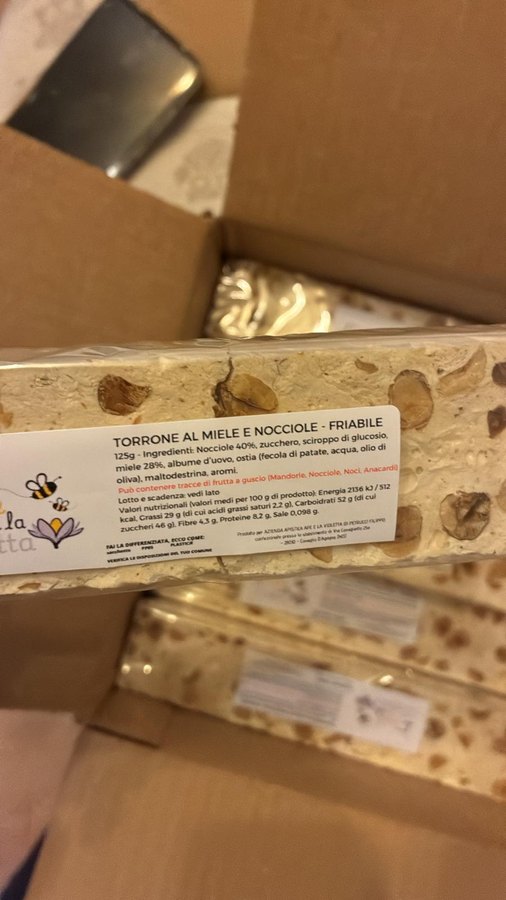 Torrone al miele e nocciole friabile da 125 grammi